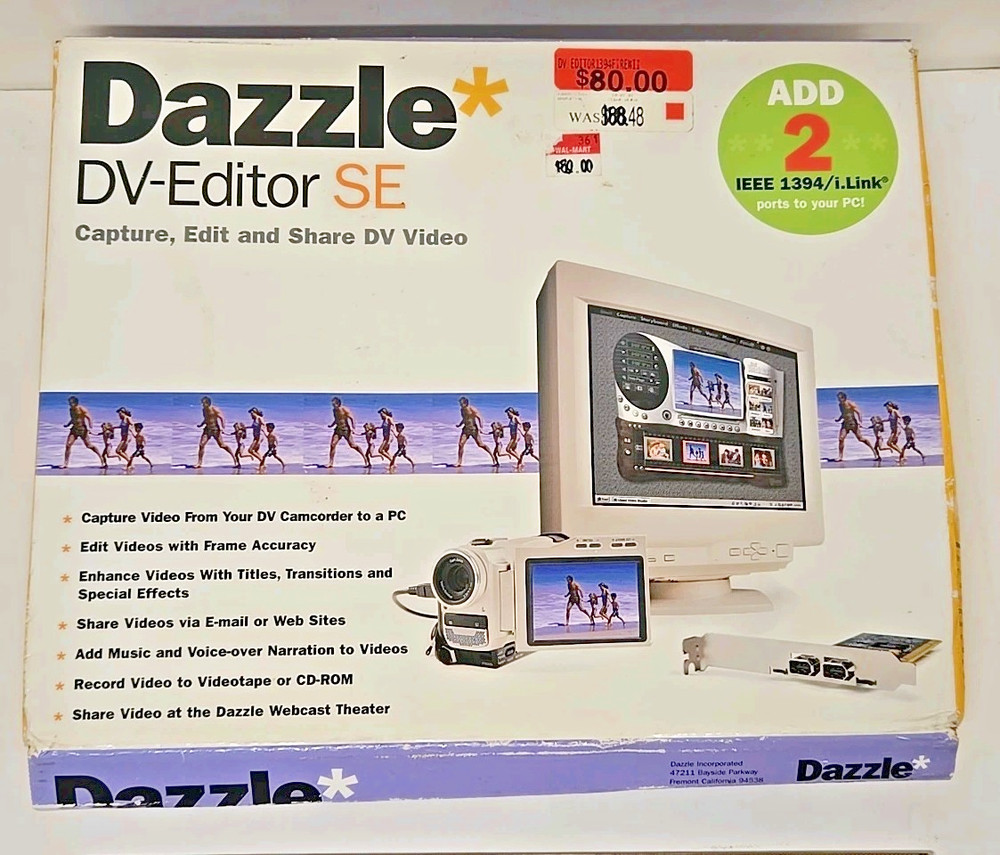 Dazzle DV-Editor DM-6200 Video Capture Card Firewire IEEE 1394 Adapter Transfer