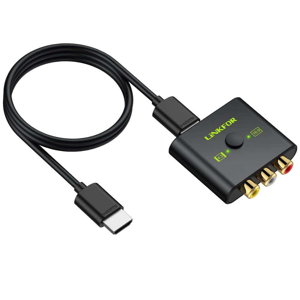 LiNKFOR RCA to HDMI Converter,1080P AV Converter,16:9/4:3 Black