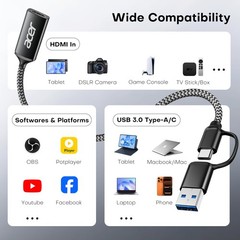 Video Capture Card, HDMI to USB 3.0 Capture Card for Streaming, 1080P 60FPS H…