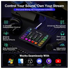 4K Video Capture Card with Audio Mixer, 1080P 60fps Streaming, 4K Zero-Latency L