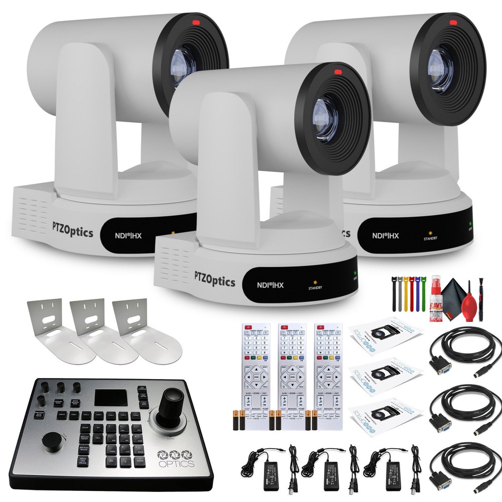 3 x PTZOptics Move 4K PTZ Camera with 30x Zoom (White) (PT30X-4K-WH-G3) +