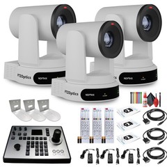 3 x PTZOptics Move 4K PTZ Camera with 30x Zoom (White) (PT30X-4K-WH-G3) +