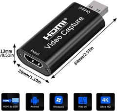 Compact 4K HDMI Capture Card – Ideal for Live Broadcasting & Video Conferencing