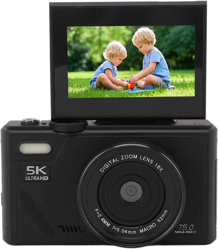 5K HD & 75MP Digital Camera 18X Digital Zoom – Wifi Vlogging Camera for Photogra