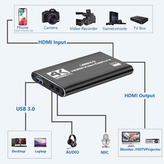 4K Audio Video Capture Card USB 3.0 HDMI Video Capture Device HD Recording Lot