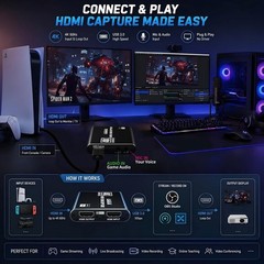 USB 3.0 HDMI Capture Card 1080P 60FPS 4K Pass-Through for PS5, Switch, Xbox, …