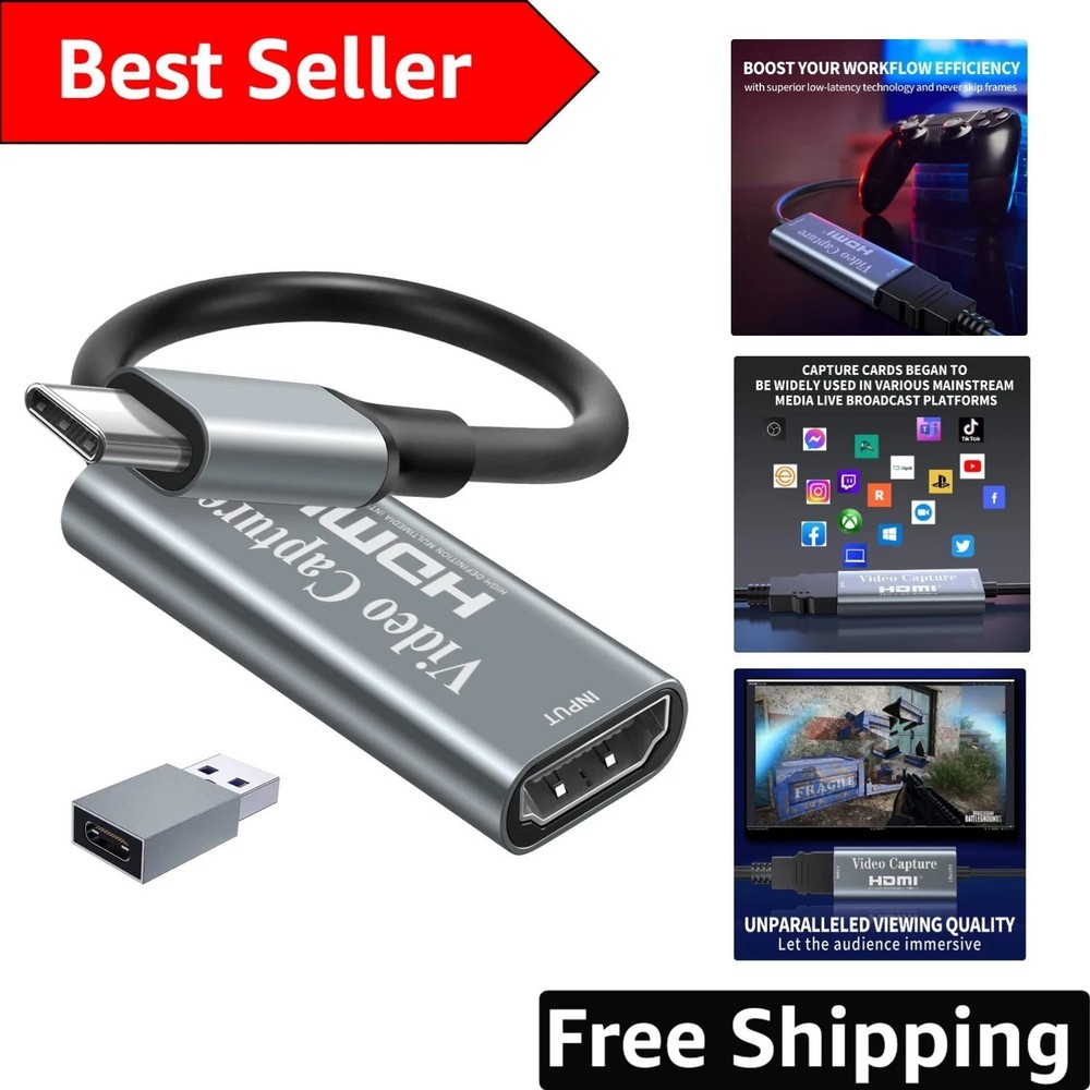4K HDMI to 1080P Video Capture Card with USB-C for Seamless Streaming