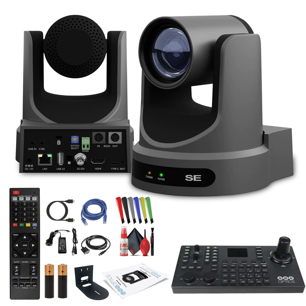PTZOptics Move SE PTZ Camera with 30x Optical Zoom (PT30X-SE-GY-G3) + SuperJoy