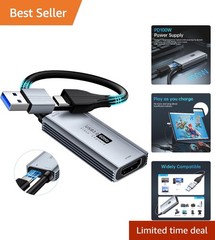 Video Capture Device with 100W PD Fast Charging for Switch PS4 Xbox Quest