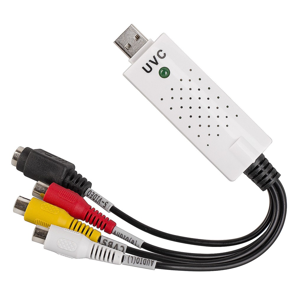 USB Video Capture Card VHS to Digital Converter RCA S-Video Audio Adapter Mac PC