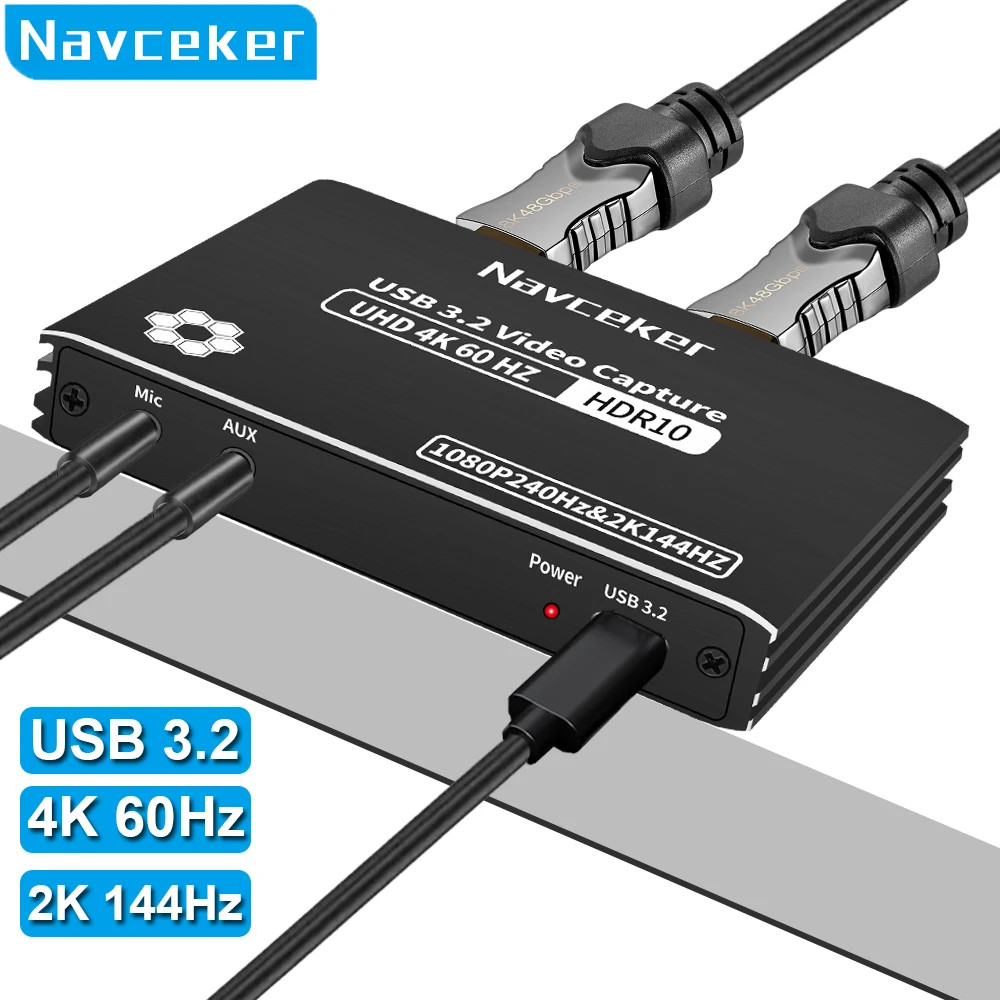 4K 60Hz HDMI USB 3.2 Capture Bypass HDCP USB C Video Card 1080P 240FPS Video Gra