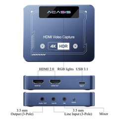 ACASIS 4K HDR HDMI Video Capture Card USB Type-C 5Gbps for Gaming & Recording