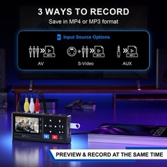 Portta VHS to Digital Converter, HDMI Converter with Screen, Black