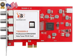 TBS6909X DVB-S/ S2/ S2X 8 Tuner PCI Express Digital Satellite TV Card for Live