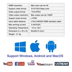 Audio Video Capture Cards Cam Link Card HDMI to USB 2.0 Full HD Record via DS…