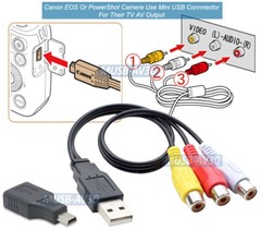 USB Mini Male To 3 RCA Composite Video Audio Adapter Cord TV Stick Video Capture