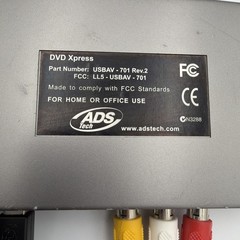 ADS Tech DVD Xpress USBAV-701 Rev.2 USB 2.0 Video Capture Device