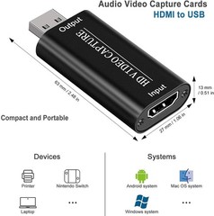 Compact 4K HDMI Capture Card – High-Quality USB Adapter for Gaming & Teaching