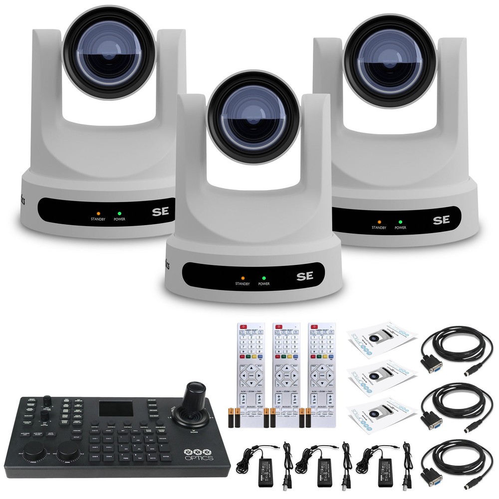 3 x PTZOptics Move SE PTZ Camera with 12x Optical Zoom + PTZOptics SuperJoy PTZ