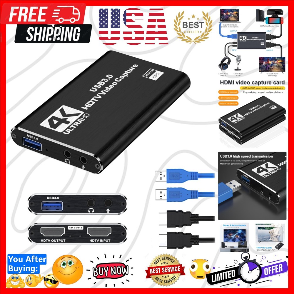 4K Capture Card for Streaming, Recording & Gaming – HDMI Video Capture Device…