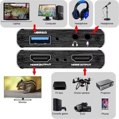 HDMI to USB3.0 Video Capture Card Streaming Camera/Xbox/PS4/PS5/PC/OBS/Gaming US
