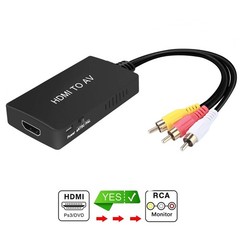 HDMI to RCA Converter, AV 3RCA CVBs Composite Video Audio Black