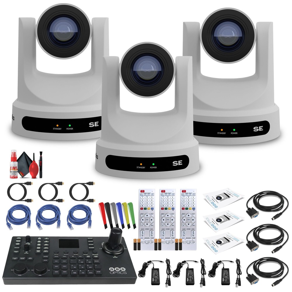 3 x PTZOptics Move SE PTZ Camera with 30x Optical Zoom (White) (PT30X-SE-WH-G3)