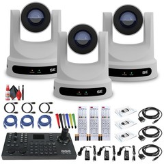 3 x PTZOptics Move SE PTZ Camera with 30x Optical Zoom (White) (PT30X-SE-WH-G3)