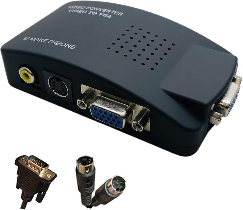 M MAKETHEONE RCA to VGA Adapter, Composite AV S-Video Input black