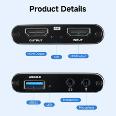 4K Audio Video Capture Card USB 3.0 HDMI Video Capture Device HD Recording Lot