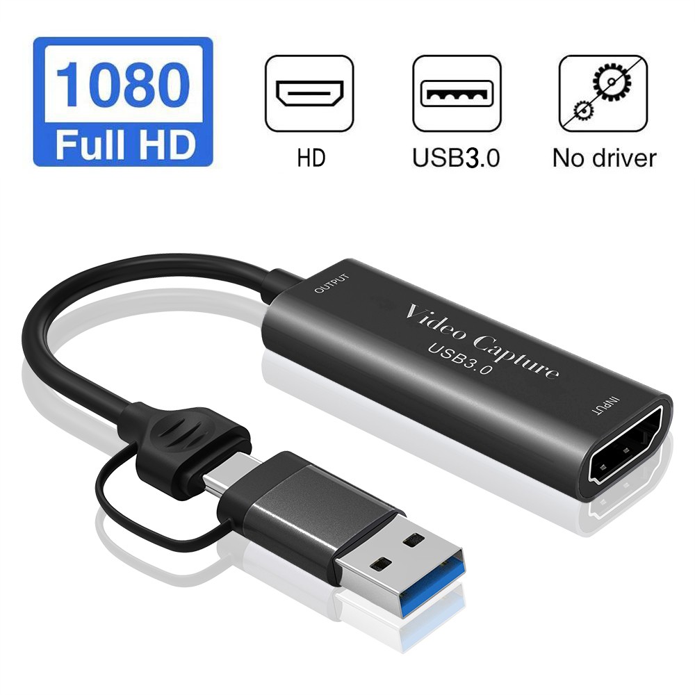 Type-C USB3.0 2-in-1 4K Video Capture Card 1080P 60Hz Capture Recording Adapter