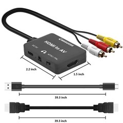 HDMI to RCA Converter with 3.5mm Audio Headphones Port, AV Black