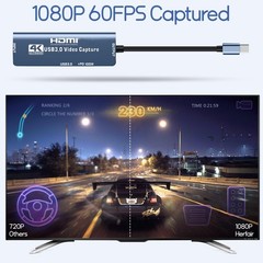 HDMI Video Capture Card 4K Recording 1080P 60FPS Output HDMI to USB A/C Captu…