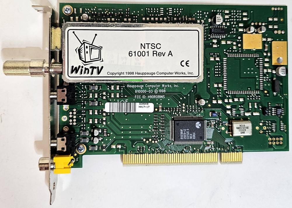 Hauppauge WinTV NTSC 61001 Rev A PC TV Tuner Card Windows RF RCA Composite Video