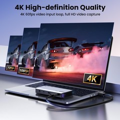 UGREEN 4K@60Hz Capture Card, Ultra HD HDMI Video Card grey