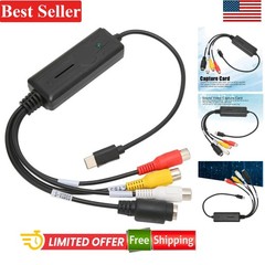 Plug and Play USB Type C Capture Card for AV/S Video Input – No Power Needed