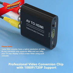 RCA to HDMI Converter, AV 1080P Composite CVBS Black