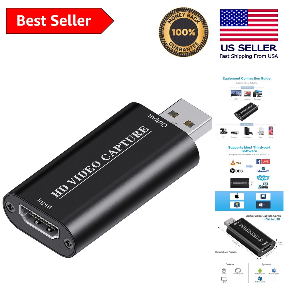 Compact 4K HDMI Capture Card – High-Quality USB Adapter for Gaming & Teaching