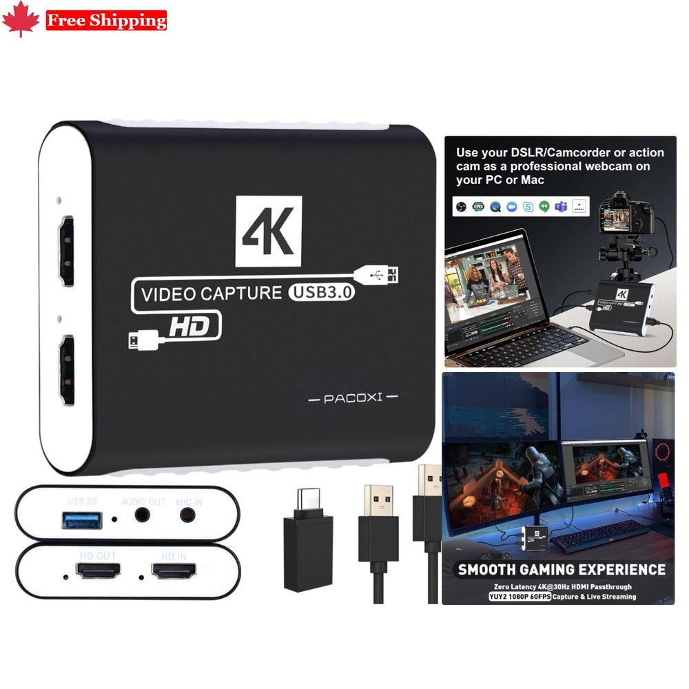 1080P Capture Card with Mic Support for Streaming on OBS, Twitch, TikTok