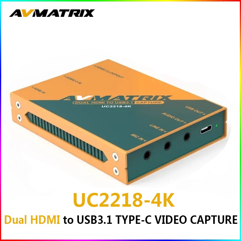 AVMATRIX UC2218-4K Dual HDMI to USB 3.1 Game Video Capture Card 4K HDMI Loop-Out