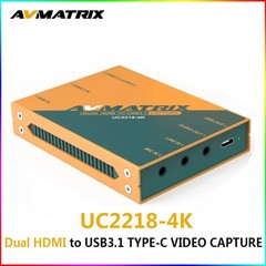 AVMATRIX UC2218-4K Dual HDMI to USB 3.1 Game Video Capture Card 4K HDMI Loop-Out