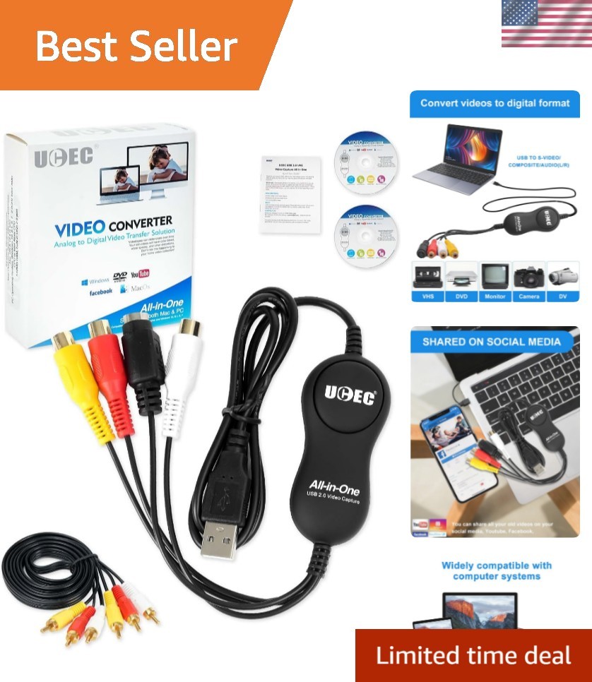 USB 2.0 VHS to Digital Converter – Capture Card for Seamless Video Transfer
