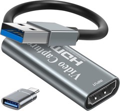 Ultra-Low Latency HDMI Capture Card – 1080P HD 60fps, Plug-and-Play Convenience