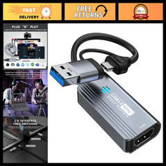 4K HDMI to USB Capture Card, 1080P 60FPS Video Capture for Streaming & Gaming
