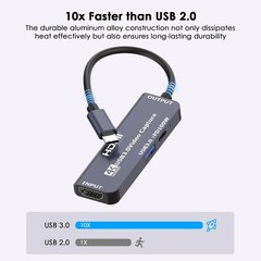 USB 3.0 Video Capture Card with PD 100W, Recording 4K, 1080P 60FPS, HDMI to U…