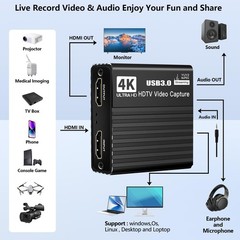 4K HDMI Video Capture Card, 4K30hz Hdmi Loop Out,USB3.0 1080P 60FPS, HDMI to …