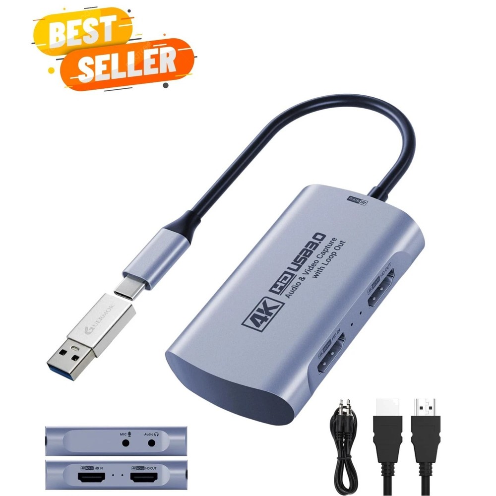 4K@60FPS Capture Card for Streaming, 2K@144FPS USB 3.0 HDMI to USBC Camera Vi…