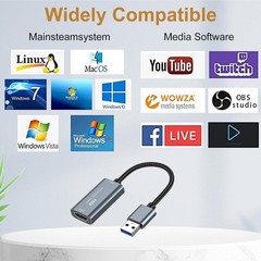 HDMI Capture Card USB 3.0, 1080P 60FPS Video Capture Card, 4K@30Hz HDMI to US…