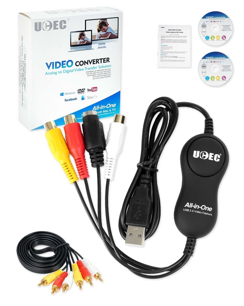 UCEC VHS to Digital Converter Kit, VCR Universal, USB Capture Card