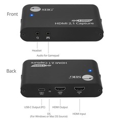 SIIG 4K120Hz HDMI 2.1 Capture Device for Gaming and Streaming, 4K60Hz Capture
